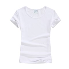 中性标舒适莱卡棉女款空白T恤批发 短袖纯色光板坯衫广告衫