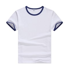 中性标舒适莱卡棉纯色T恤 男款短袖撞边光板坯衫 广告衫