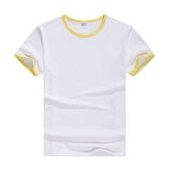 中性标舒适莱卡棉纯色T恤 男款短袖撞边光板坯衫 广告衫